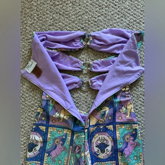 Oceanus x Anthropologie Eden Cutout Strapless Jumpsuit Jumper Purple size M - Picture 10 of 10